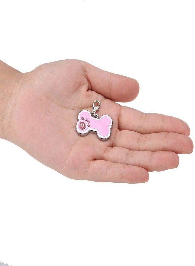 Pups&Pets قلادة لطيفة على شكل عظمة للحيوانات الأليفة من Pups&Pets | علامة تعريف جذابة ولامعة مقاومة للصدأ مصنوعة من الأحجار الكريمة | قلادة أو ميدالية جميلة للكلاب والقطط - قطعة واحدة (وردي) - Image 5